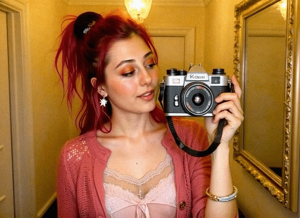 Emma-Jane MacKinnon-Lee, taking photos in hotel corridors