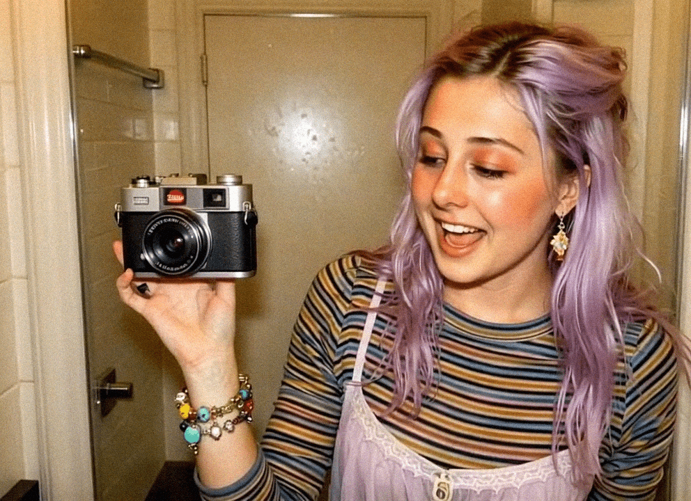 Emma-Jane MacKinnon-Lee with purple hair