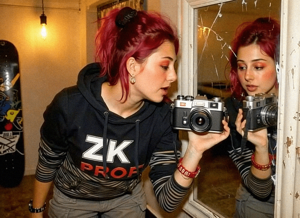 Emma-Jane MacKinnon-Lee wearing the ZK Proof hoodie